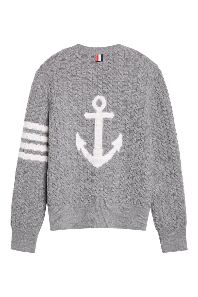 Anchor Intarsia Cable Knit Cardigan, Alternate, color, LIGHT GREY