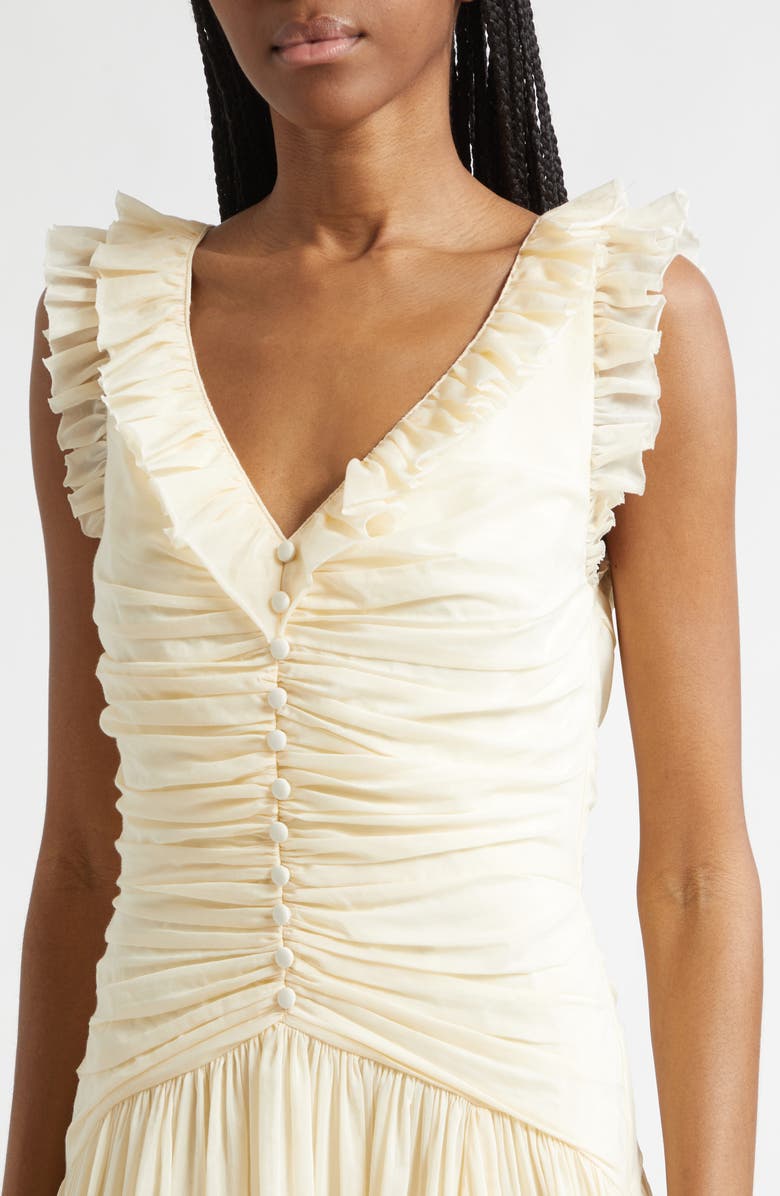 Cinq à Sept Rosalba High-Low Cotton & Silk Cocktail Dress, Alternate, color, Gardenia