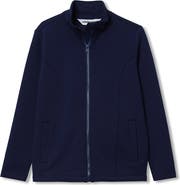Lands' End Boys Husky Long Sleeve Knit Full Zip Mock Neck Sweatshirt