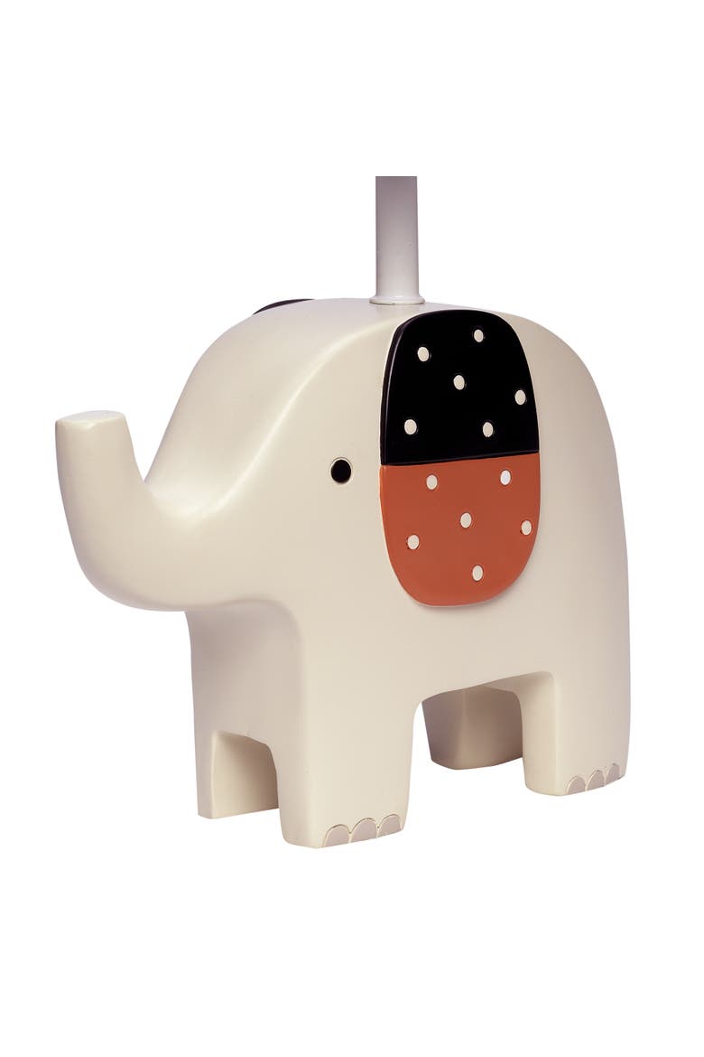 Patchwork Jungle Modern Elephant Lamp With Gray Shade & Bulb, Alternate, color, Cream