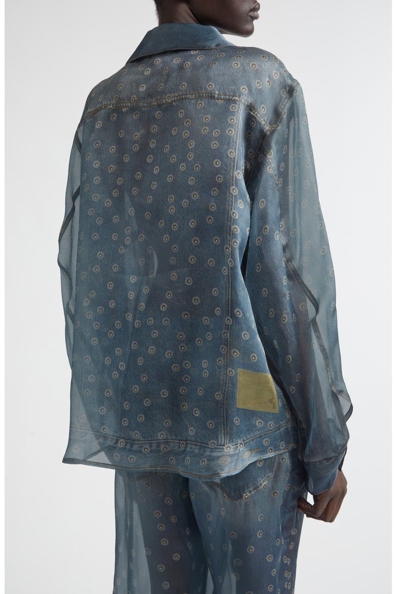 Maya Trompe l'Oeil Silk Organza Button-Up Shirt, Alternate, color, SILK