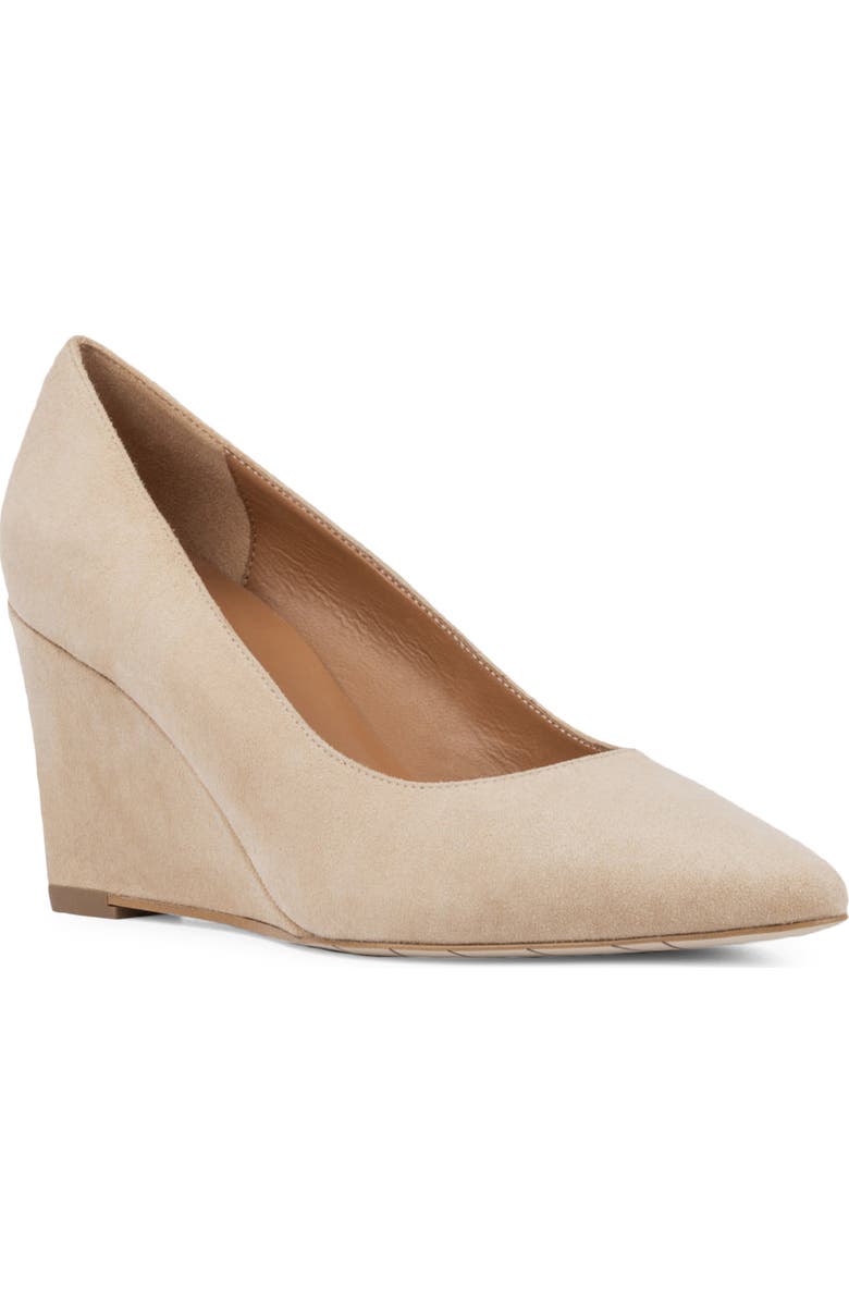 Aquatalia Posie Weatherproof Pointed Toe Wedge Pump, Main, color, Almond