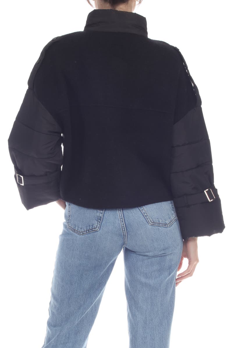 RAIN AND ROSE Mixed Media Bomber Jacket, Alternate, color, Black