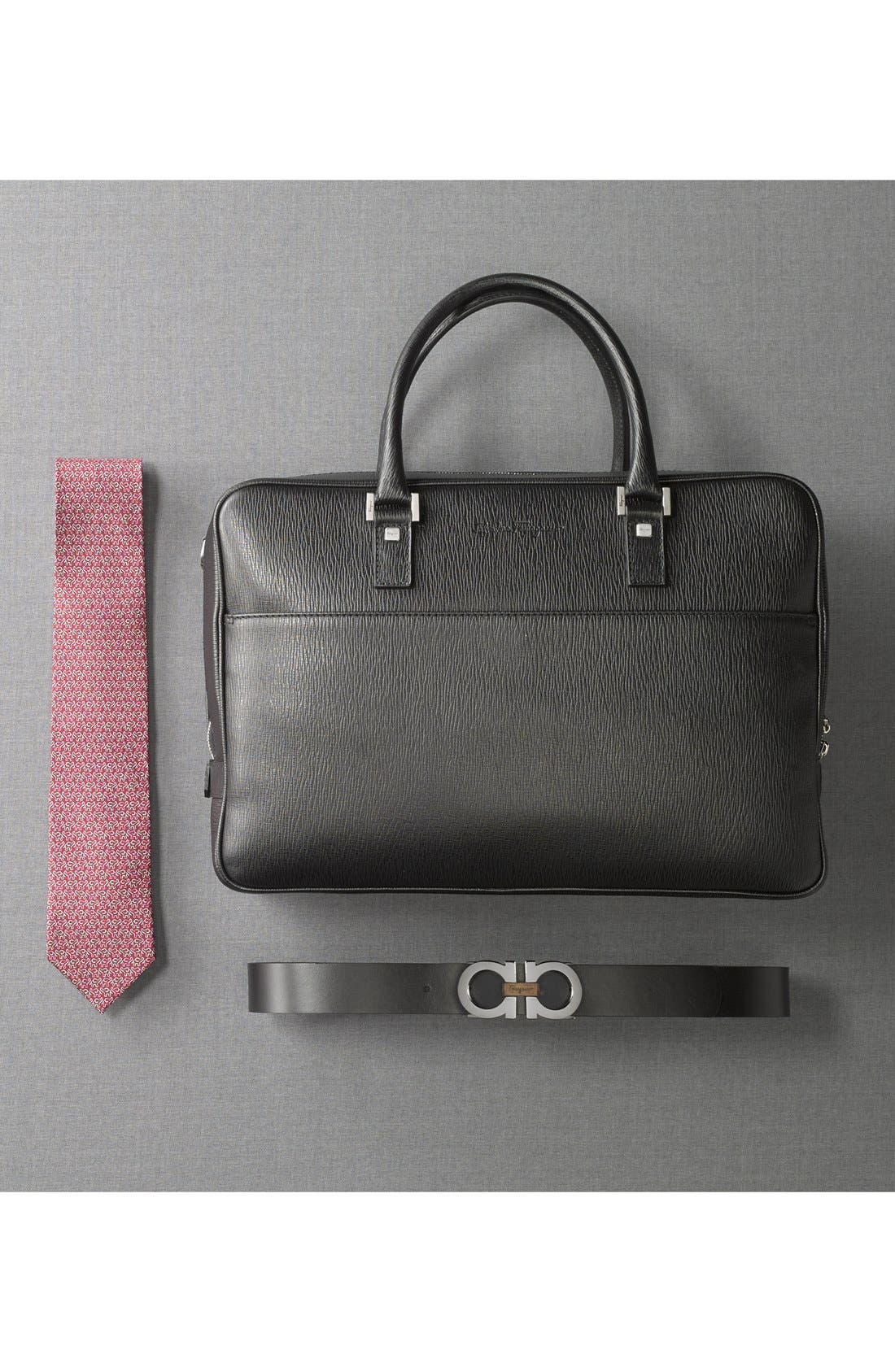 Salvatore Ferragamo Calfskin Briefcase, Alternate, color, NERO