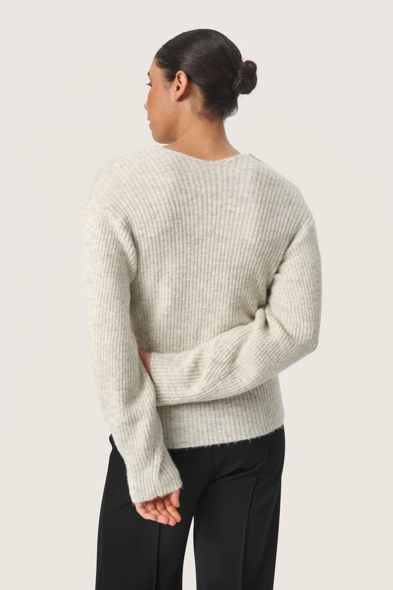 Slrakel V-Neck Rib Knit Pullover, Alternate, color, White Grey Melange