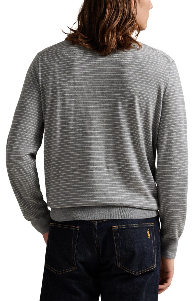 Polo Ralph Lauren Pinstripe Washable Wool Crewneck Sweater, Alternate, color, Grey Combo