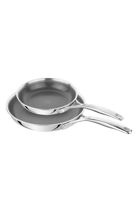 Peak Nonstick Stainless Steel Set of 2 Fry Pans