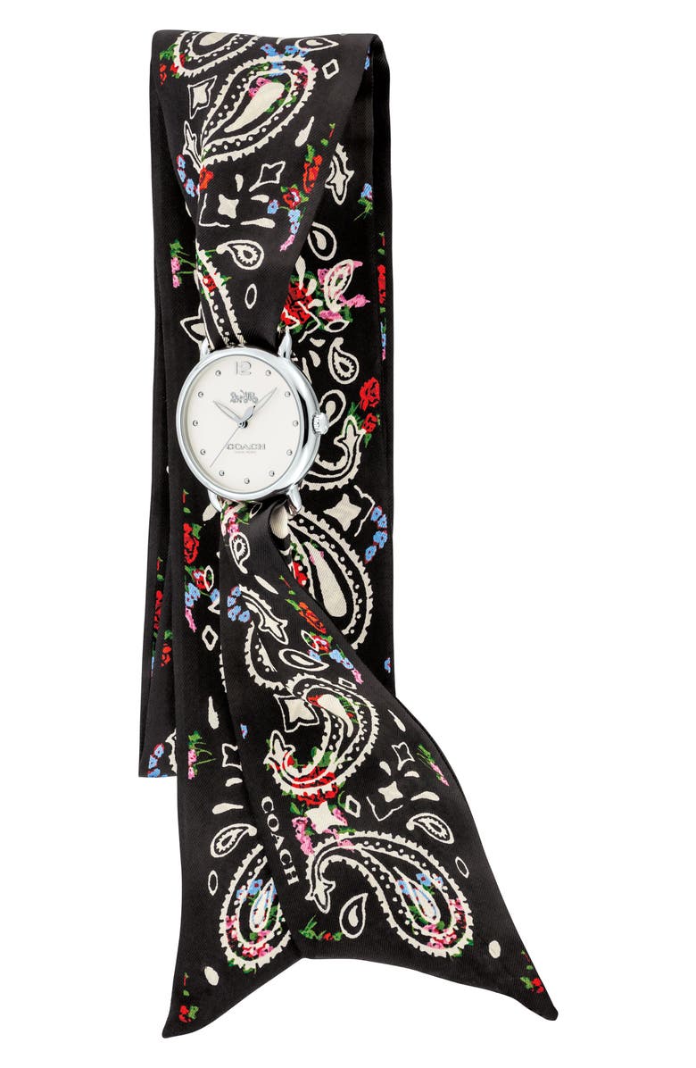 COACH Delancey Silk Scarf Wrap Watch, 36mm, Alternate, color, 