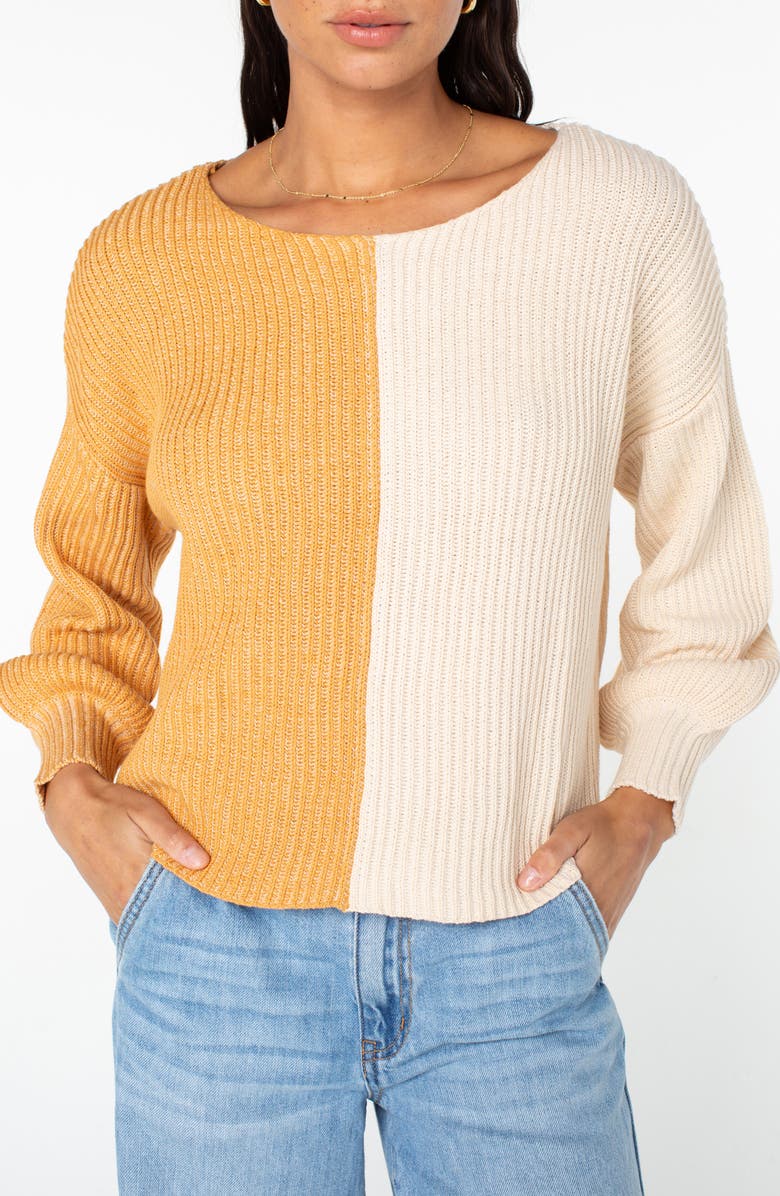 Roxy Sandbar Hop Colorblock Cotton Sweater, Main, color, 
