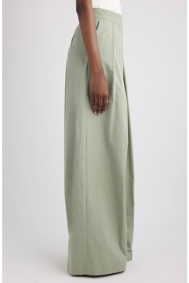 Pleated Cotton Wide Leg Pants, Alternate, color, PISTACHE