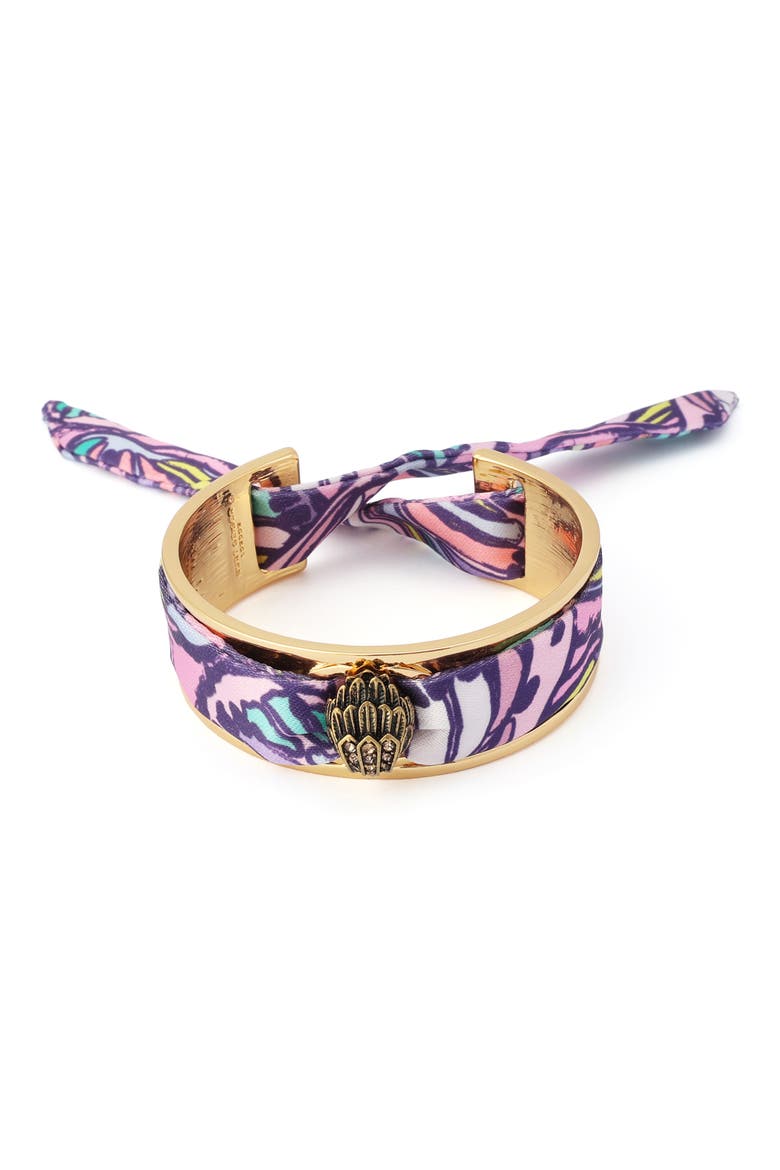 Butterfly Fabric Tie Bracelet, Main, color, GOLD/ MULTI