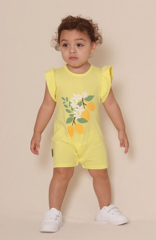 Tiny Tribe Lemon Flutter Sleeve Cotton Graphic Romper