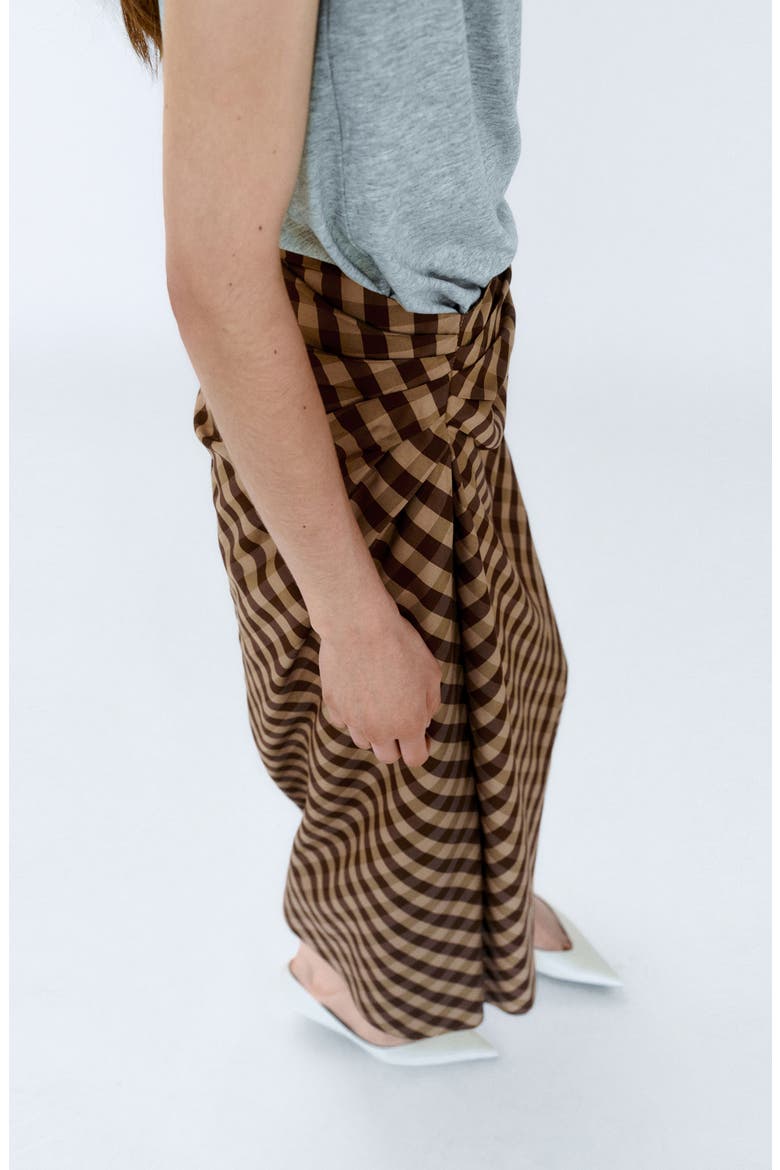 Gingham Midi Skirt, Alternate, color, CHOCOLATE