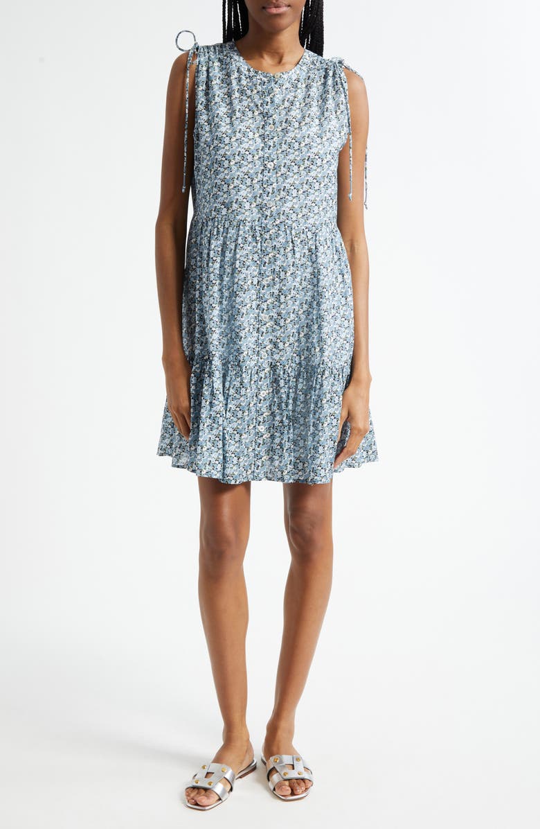 Veronica Beard Yulianna Floral Cotton Blend Dress, Main, color, Lake Mist Multi