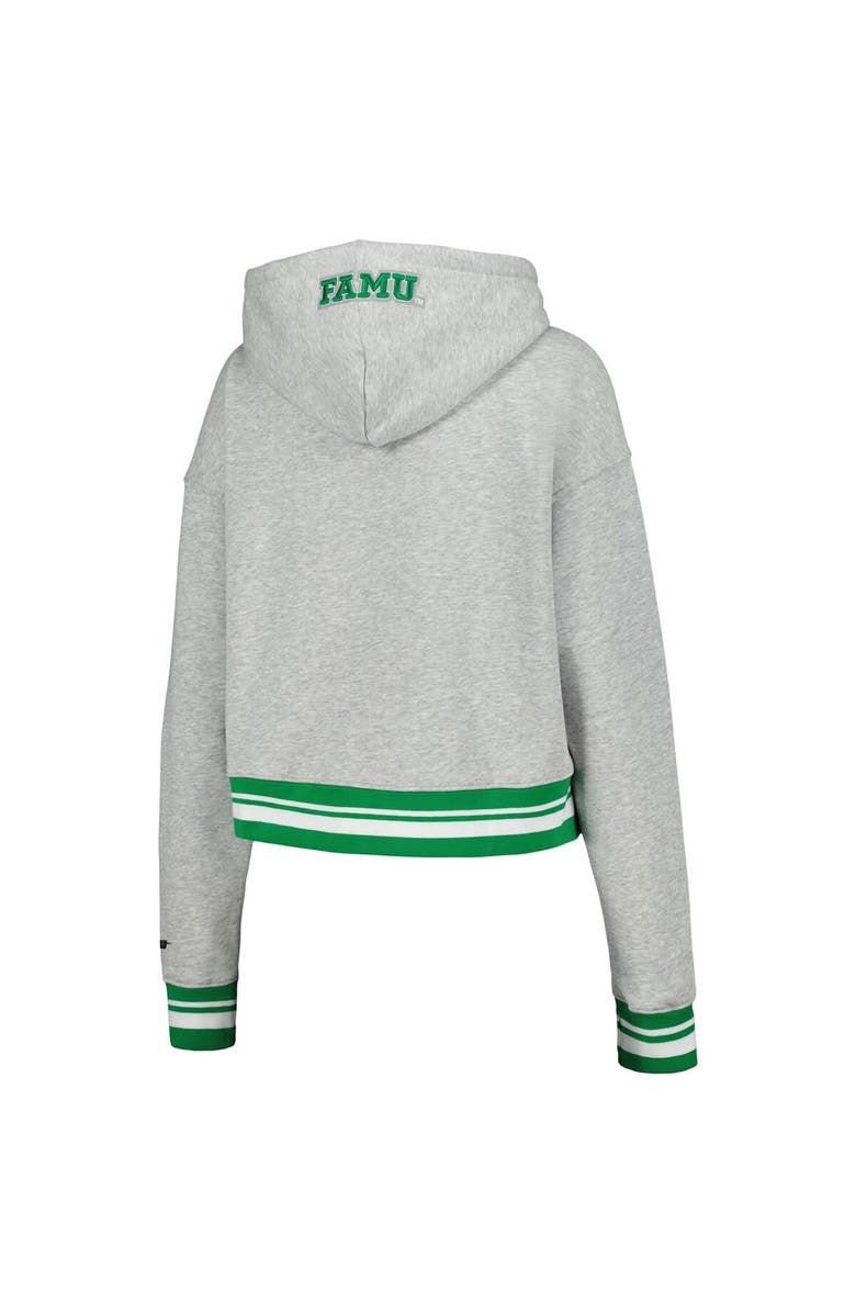 PRO STANDARD Women's Pro Standard Heather Gray Florida A&M Rattlers Script Tail Fleece Cropped Pullover Hoodie, Alternate, color, Heather Gray