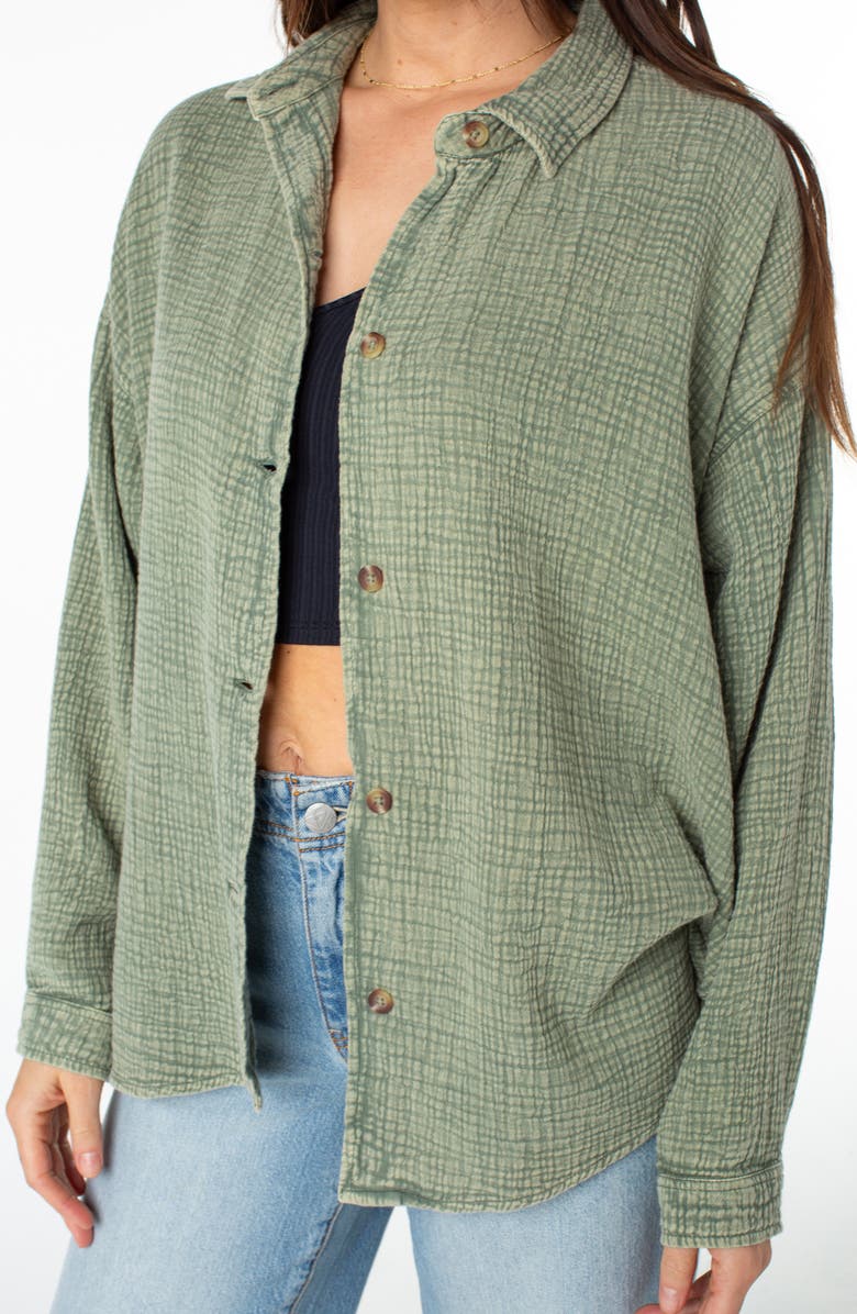 Roxy Morning Time Washed Cotton Button-Up Shirt, Alternate, color,