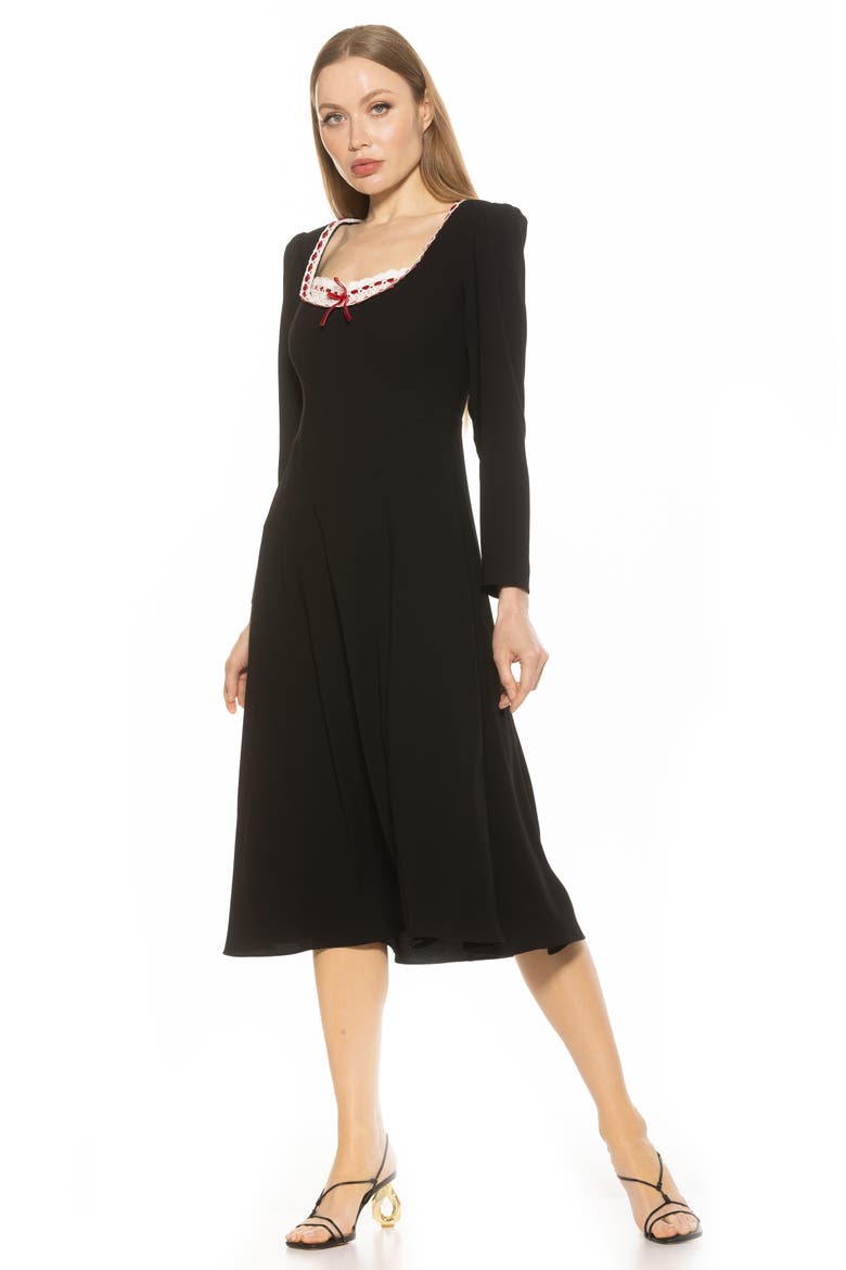 Zenaida Long Sleeve Fit & Flare Dress, Alternate, color, BLACK