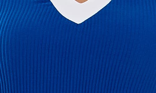 Nina Leonard Ribbed Sheath Dress In Royal Blue/white