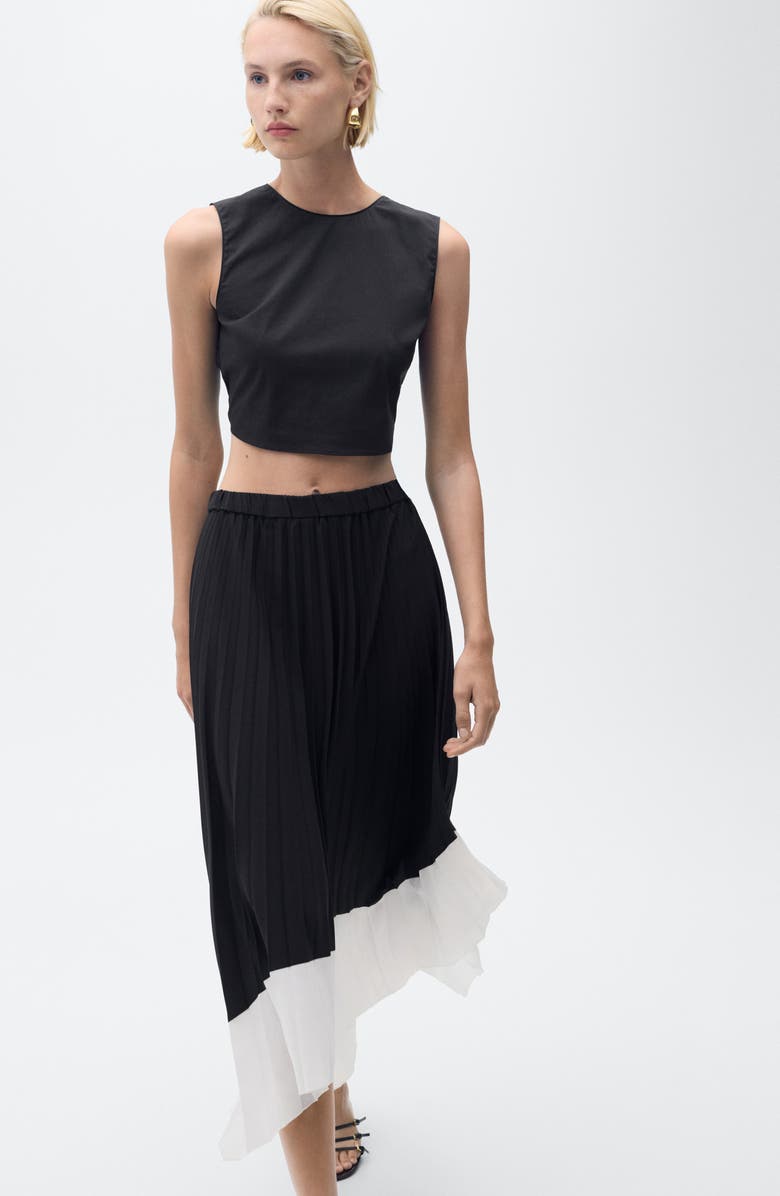 MANGO Pleated Asymmetric Maxi Skirt, Alternate, color, Black