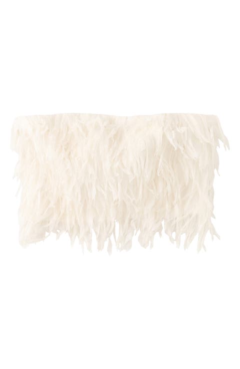 Textured Fringe Strapless Crop Top