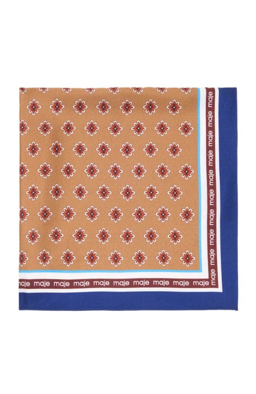 Maje Floral-pattern Silk Scarf In Brown
