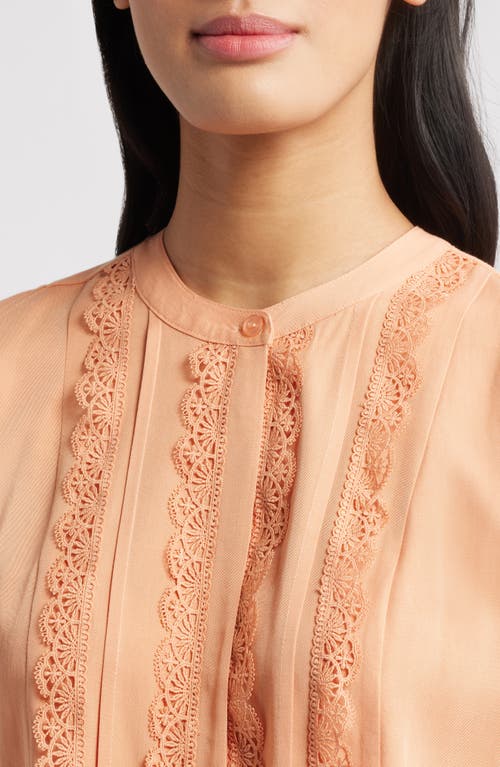 Shop Wit & Wisdom Embellished Cap Sleeve Button-up Shirt In Autumn Sunset