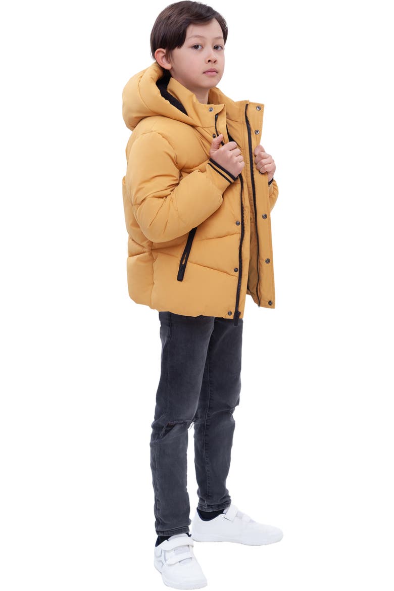 Kids' Cozy Grid Puffer Jacket, Alternate, color, Amber yellow
