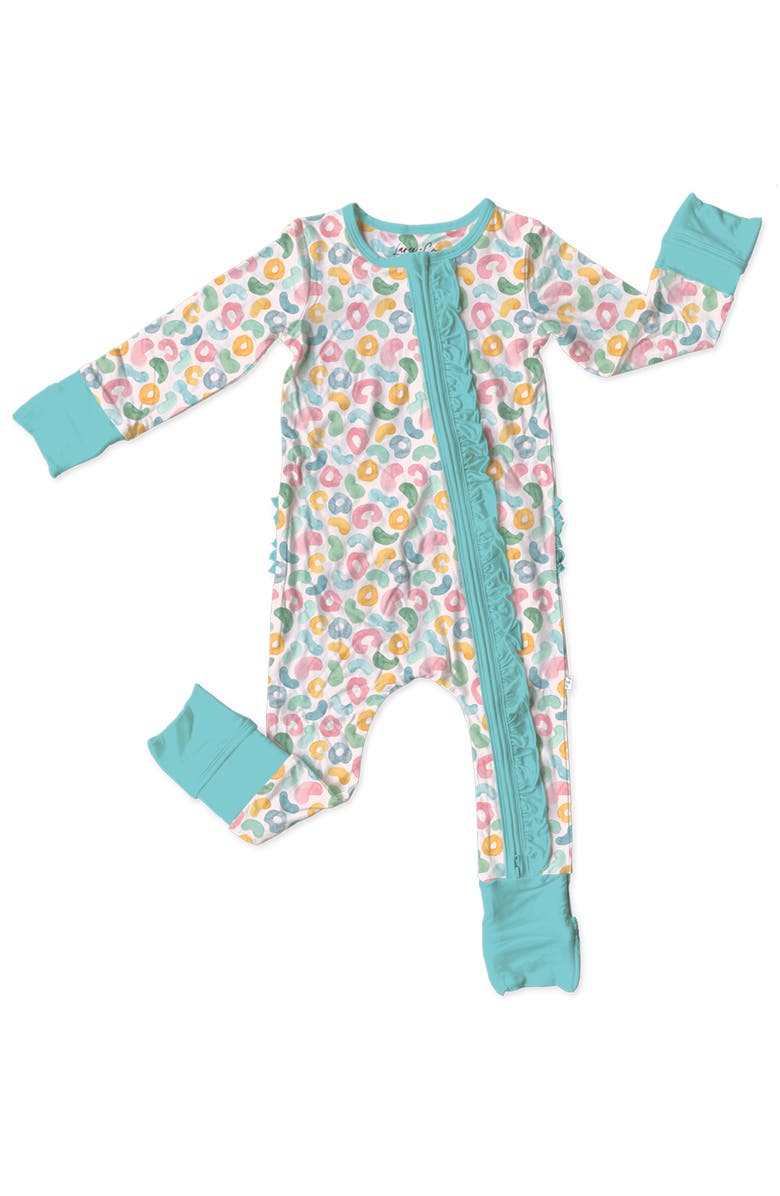 Laree + Co Kayelee Leopard Ruffle Convertible Footie, Main, color, 