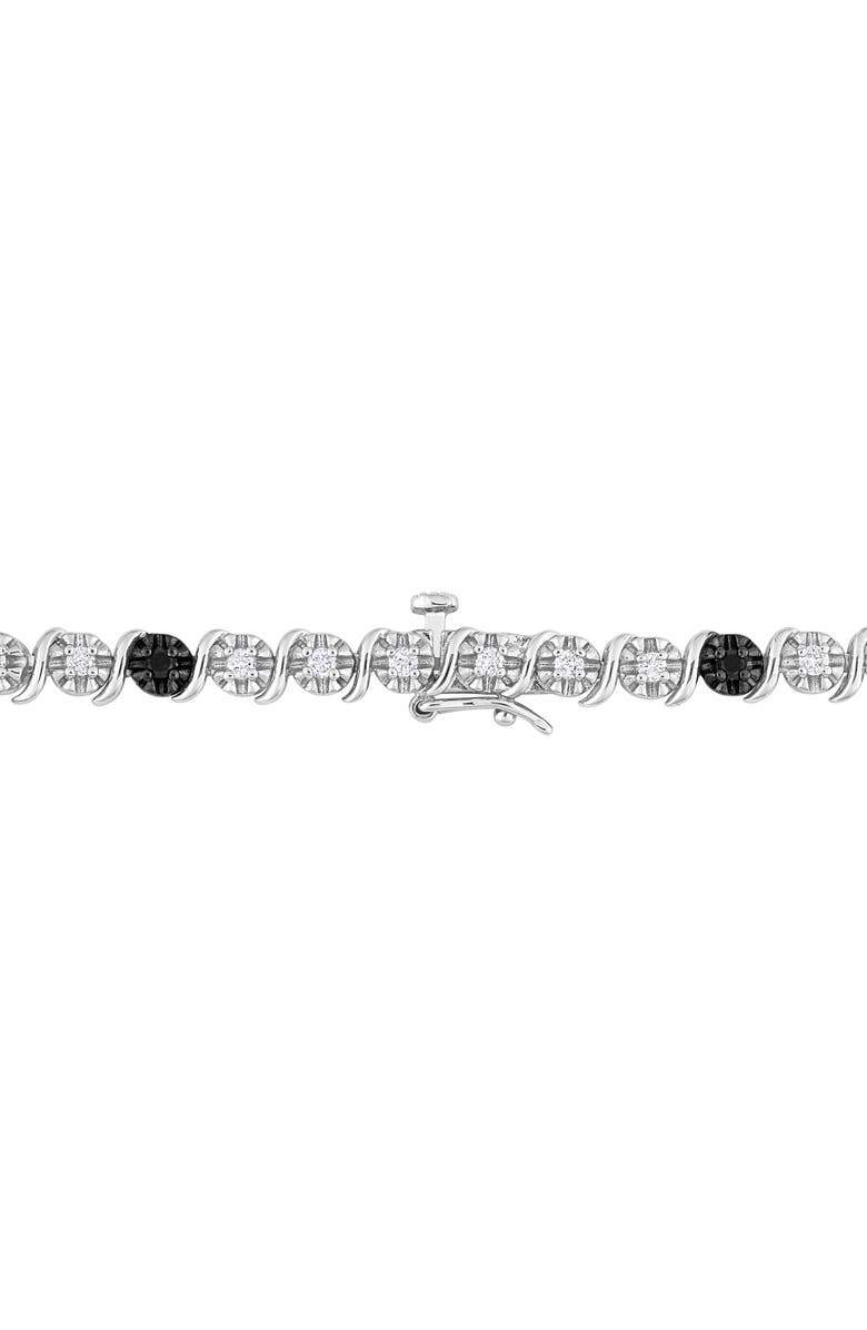 DELMAR Sterling Silver Black & White Diamond Tennis Bracelet, Alternate, color, 
