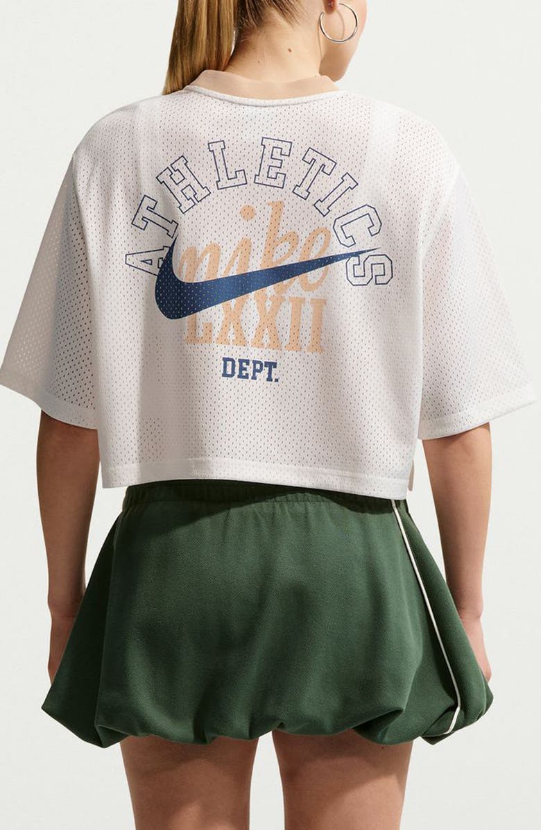 Nike Oversize Heritage Crop Mesh Jersey, Alternate, color, Sail/ Linen/ Linen