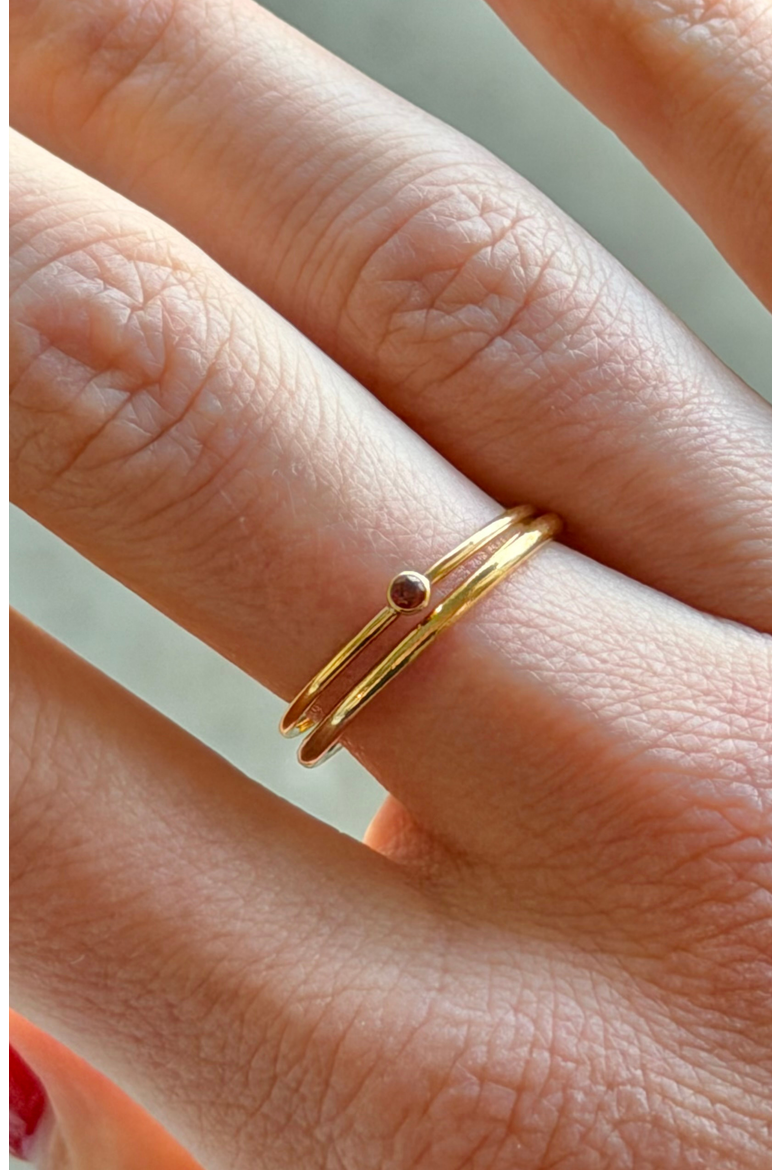 January Birthstone 14k Gold Filled Dainty Ring Stacking Set, Alternate, color, Gold