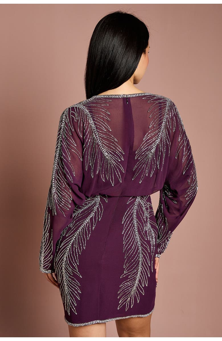 Coast Petite Feather Embellished Mini Dress, Alternate, color, Red