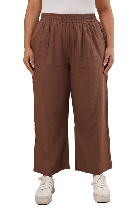 Elastic Waist Crop Pants (Plus)