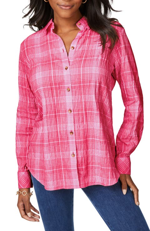 Rhea Plaid Easy Care Button-Up Shirt