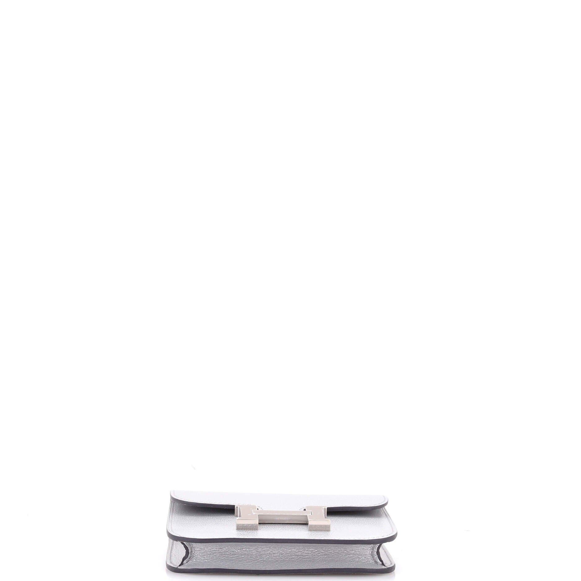 Pre-Owned Hermes Constance Slim Wallet Chevre Chamkilight, Alternate, color, Gris Argente