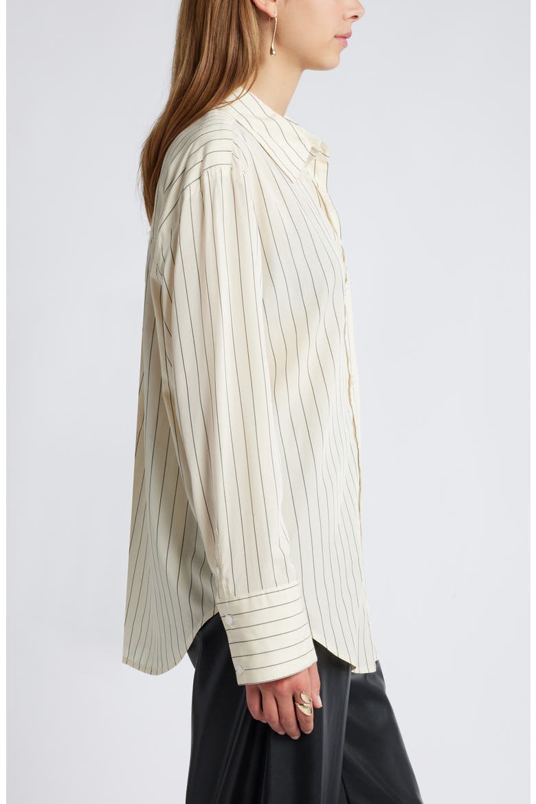Stripe Button-Up Shirt, Alternate, color, IVORY- GREY PINSTRIPE