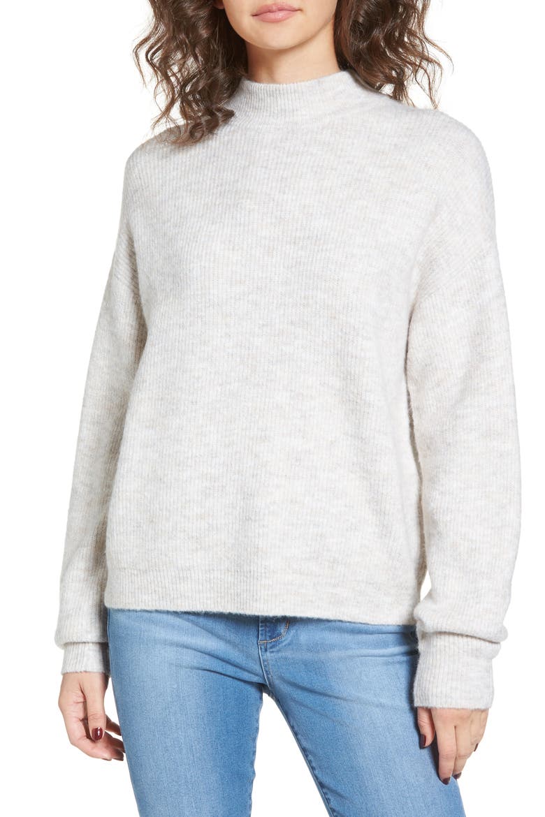 Cozy Ribbed Pullover, Main, color, BEIGE OATMEAL HTHR