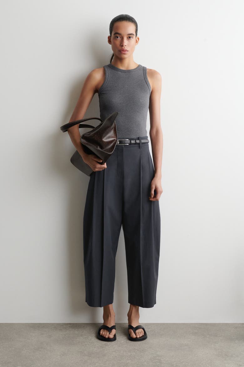 Tailored Cotton Balloon-leg Pants, Main, color, NAVY