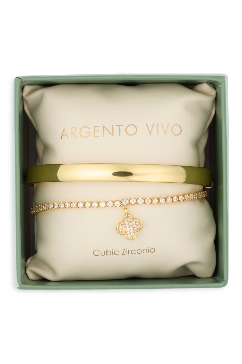 Clover 2-Piece Bracelet Set, Main, color, GOLD