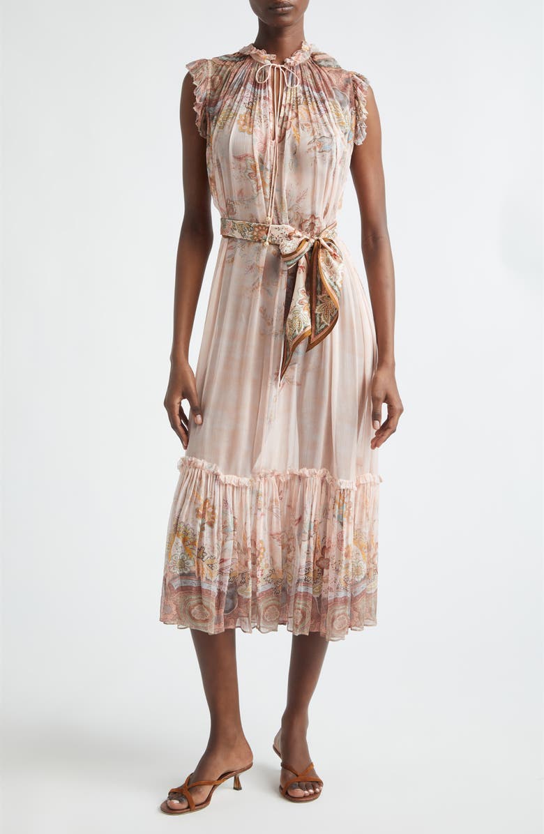 Zimmermann Alchemy Flutter Dress, Main, color, Pink Paisley