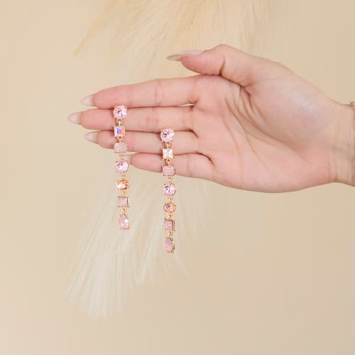 Jessica Simpson Light Pink Crystal Linear Drop Earrings In Multi