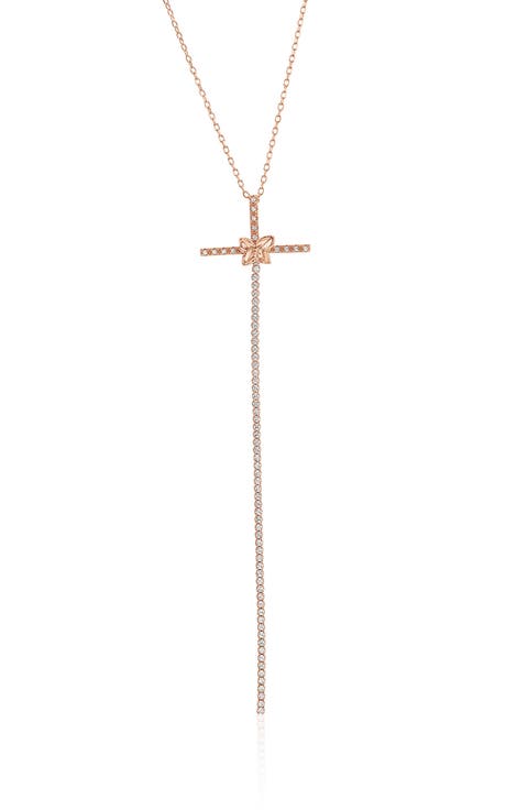 Cubic Zirconia Floral Cross Pendant Necklace