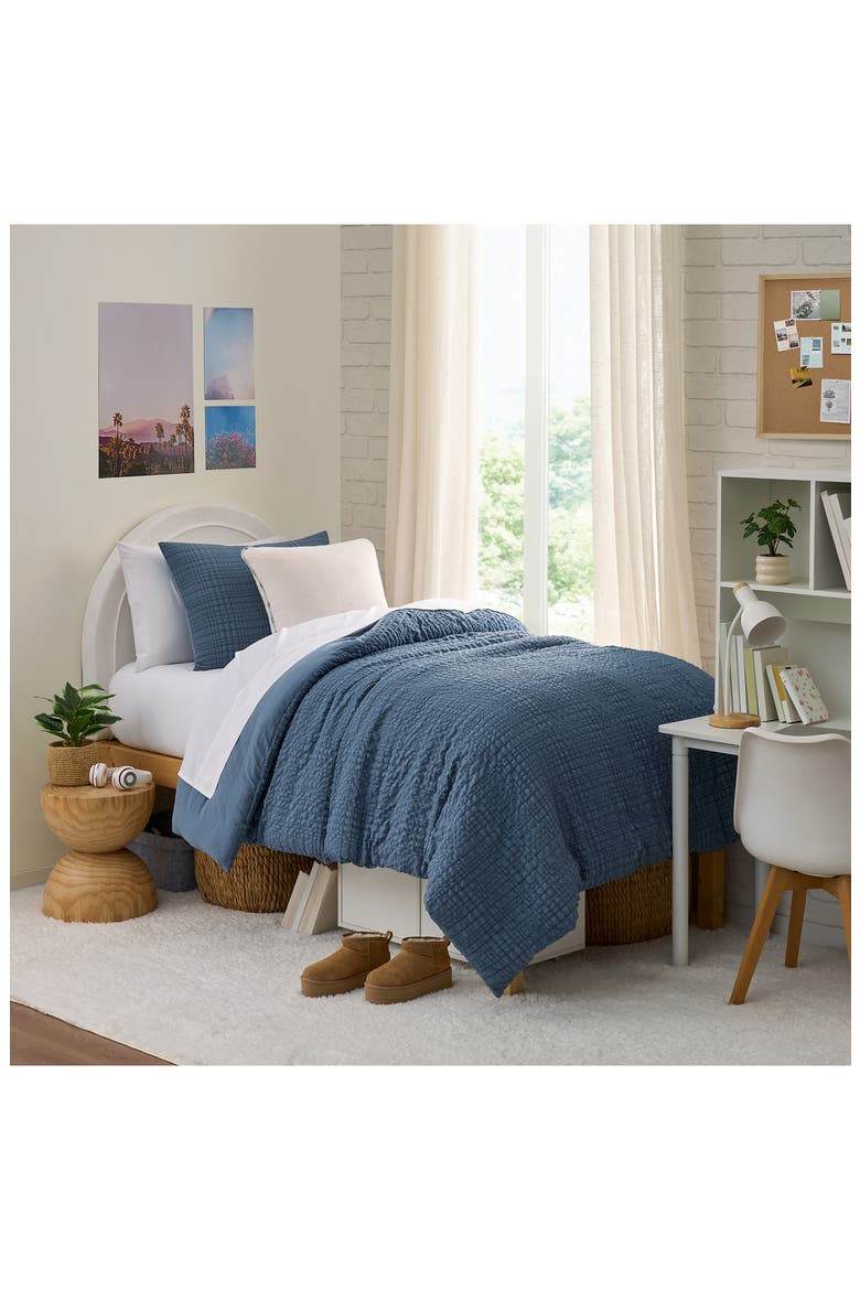 Devon Textured Comforter & Sham Set, Alternate, color, TAHOE BLUE