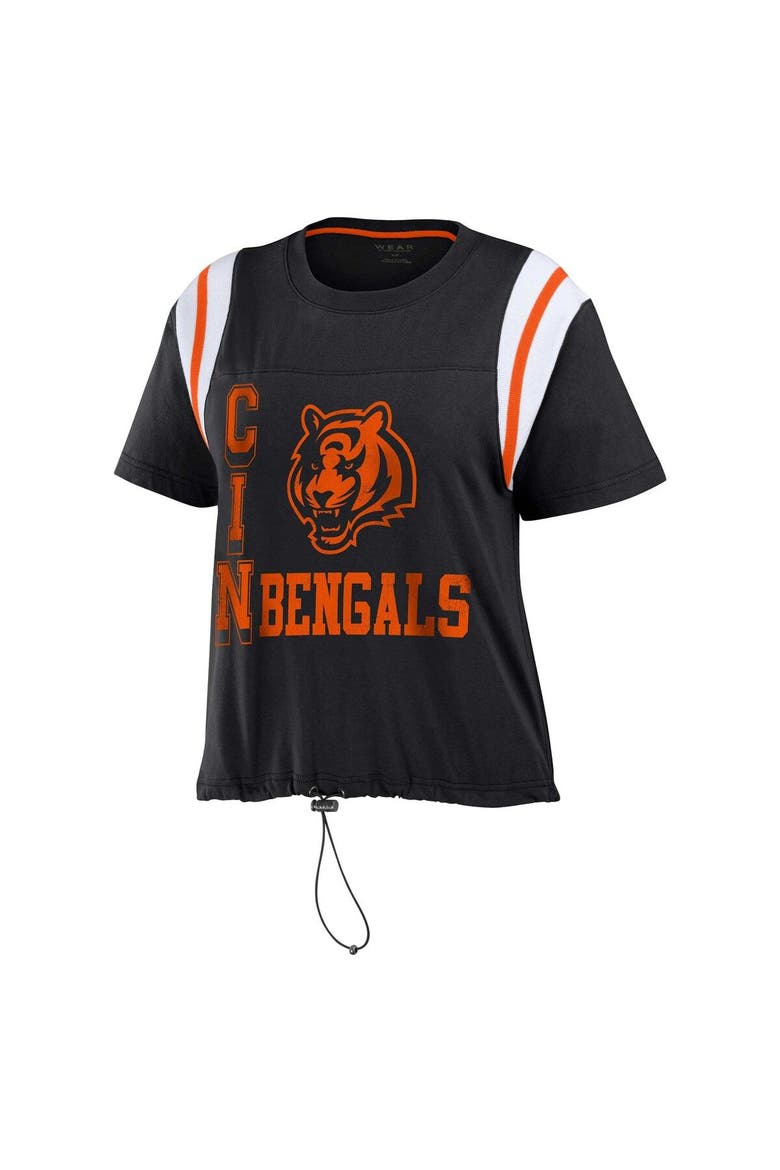Women's WEAR by Erin Andrews Black Cincinnati Bengals Cinched Colorblock T-Shirt, Alternate, color, Black