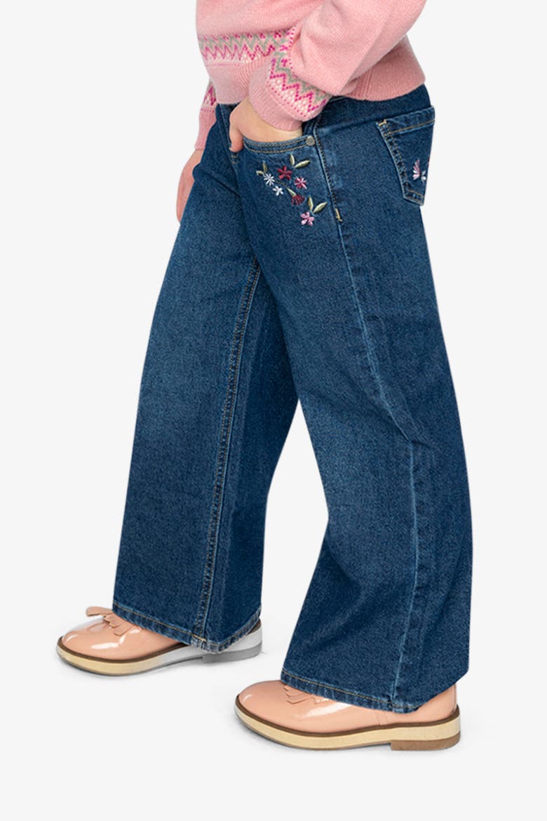 Stretch Denim Embroidered Flower Jeans, Alternate, color, Light Blue Denim