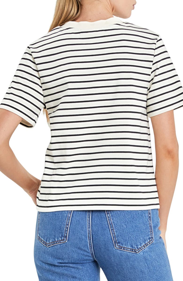 English Factory Striped Cotton Jersey Short Sleeve T-Shirt, Alternate, color, Black