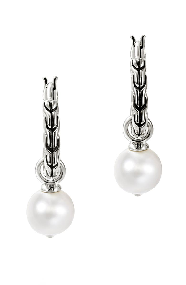 John Hardy JH Essentials Pearl Hoop Earrings, Sterling Silver, 16mm, Main, color, Silver