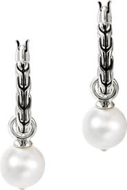 John Hardy JH Essentials Pearl Hoop Earrings, Sterling Silver, 16mm