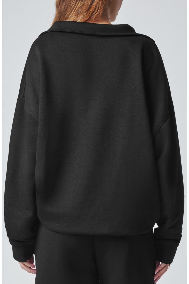 Cozy Crush Half-Zip Cotton Blend Sweatshirt, Alternate, color, BLACK