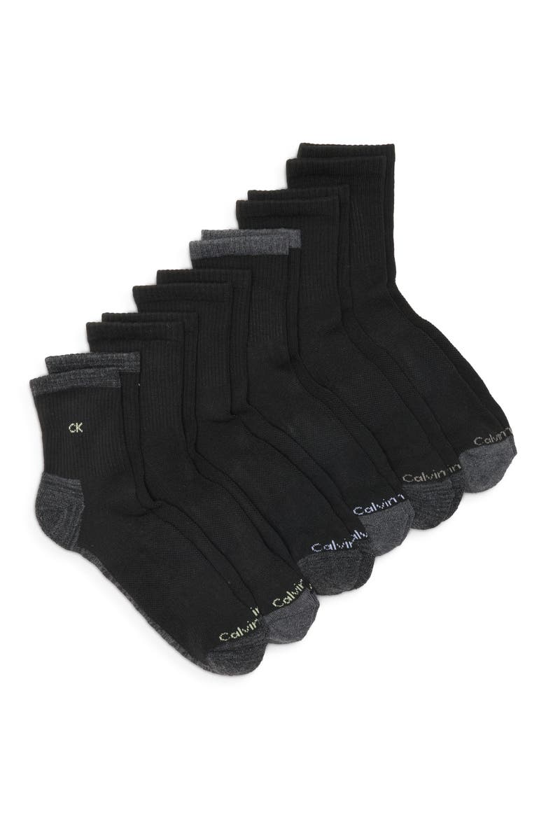 6-Pack Cushion High Quarter Socks, Main, color, BLACK ASSORTED